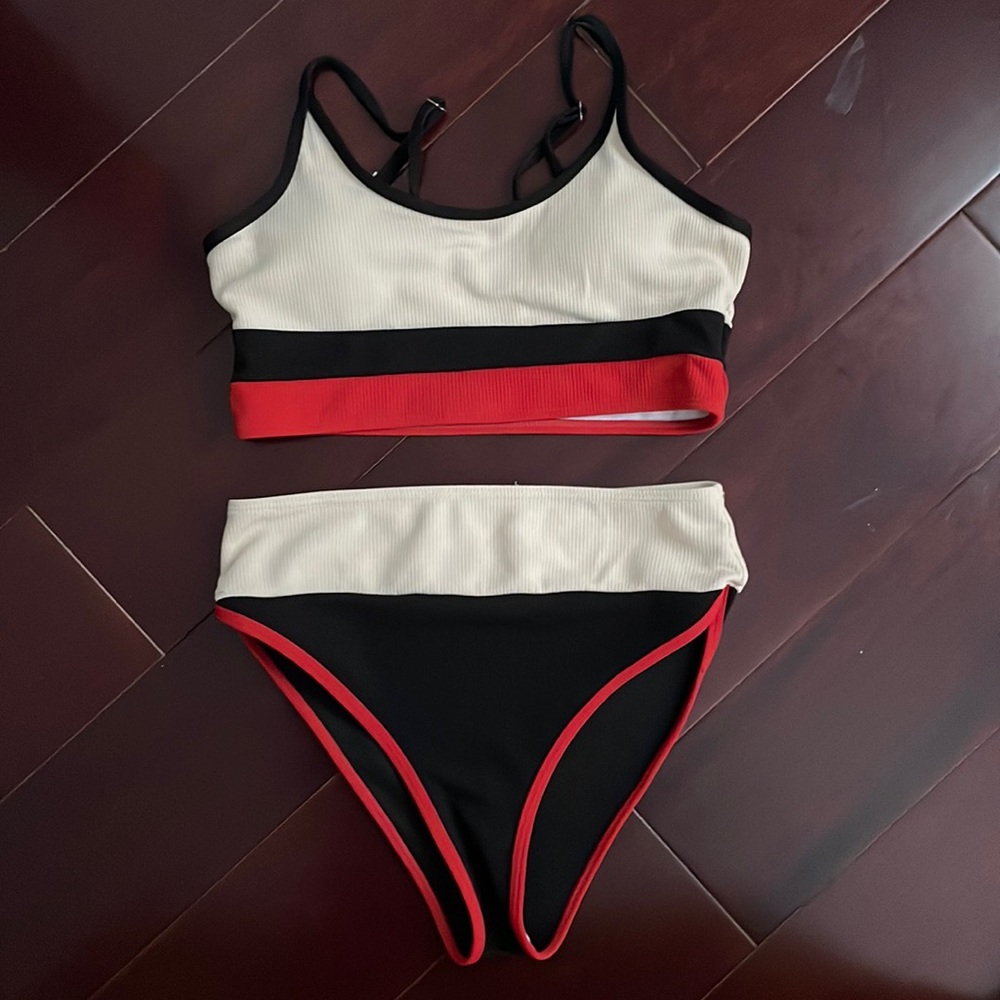 SHEIN BIKINI high waisted bottoms with padded top and adjustable straps